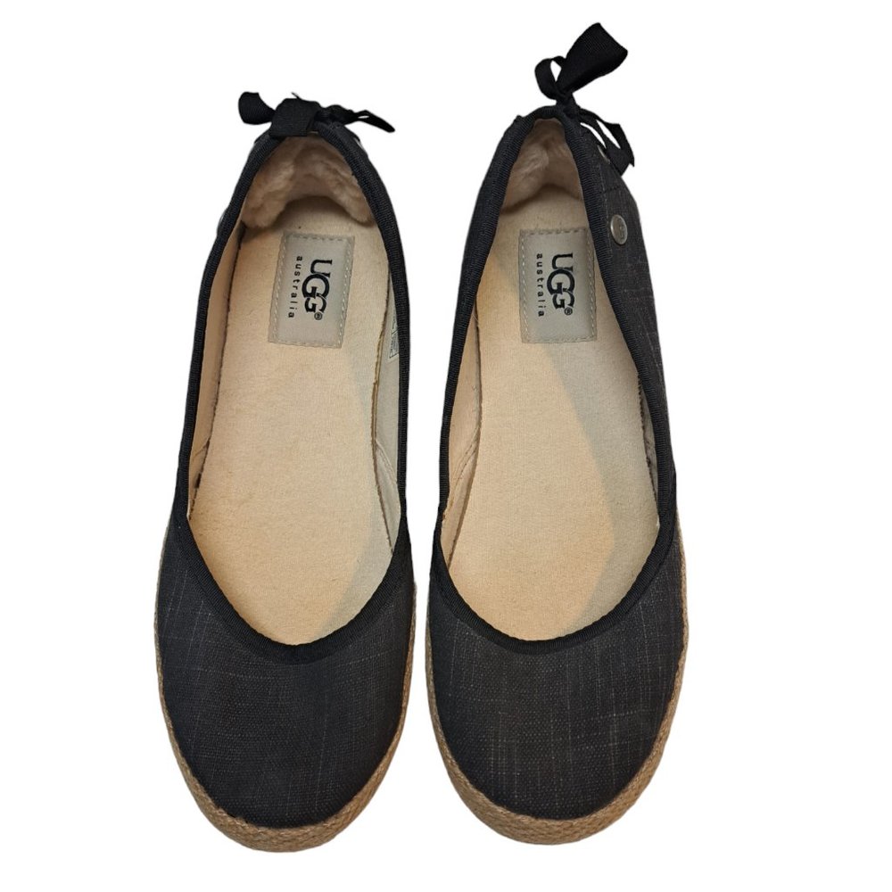 Ugg Women's Indah Espadrilles Flats Black Charcoal Size 6